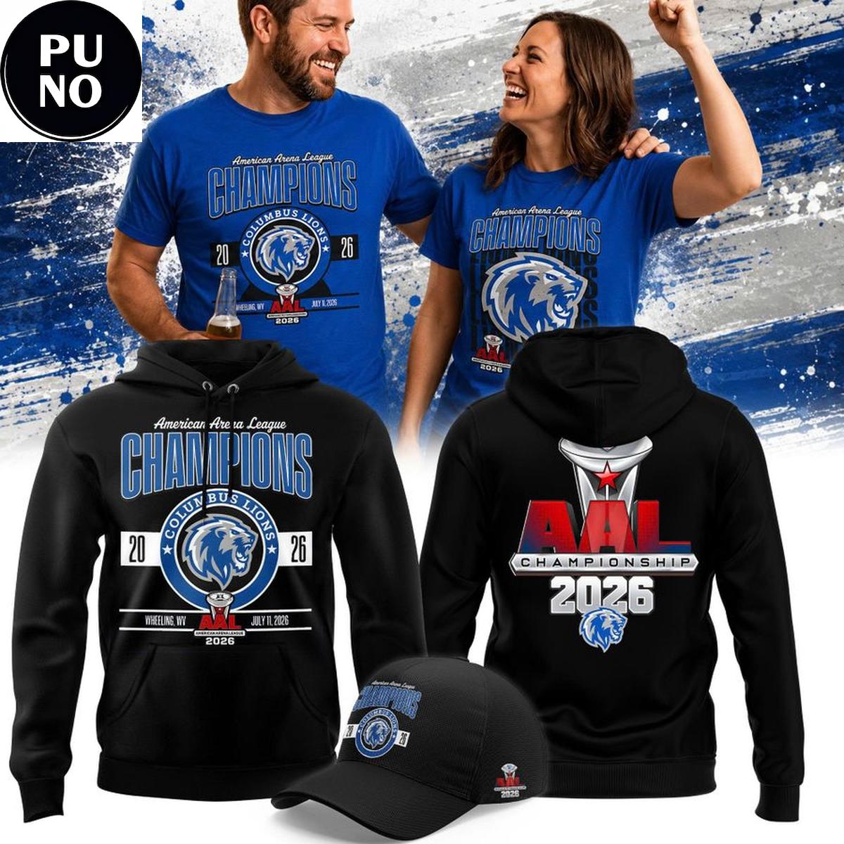 Columbus Lions 2026 American Arena League Champions Hoodie T-Shirt