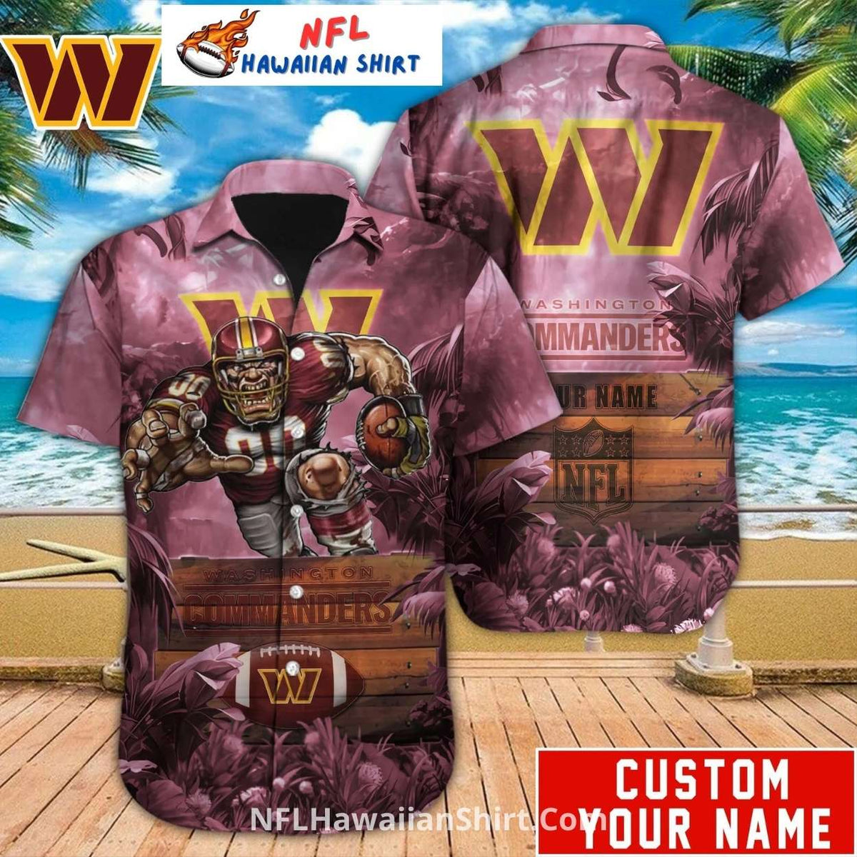 Commanders Custom Name Pink Warrior Aloha Shirt