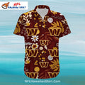 Commanders Floral Pattern Aloha Shirt With Team Logo