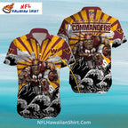 Commanders Hawaiian Shirt With Intense Football Warrior Design