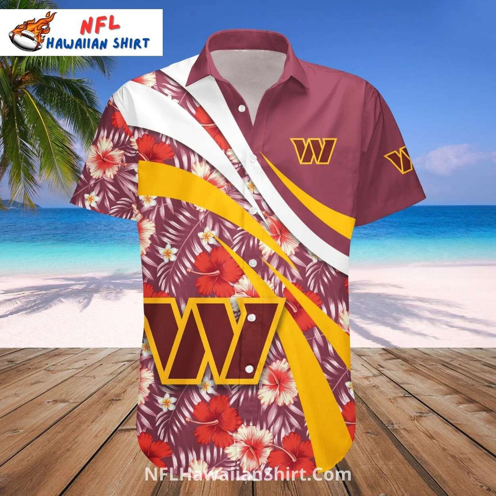 Commanders Hibiscus Wave Hawaiian Shirt For Fans