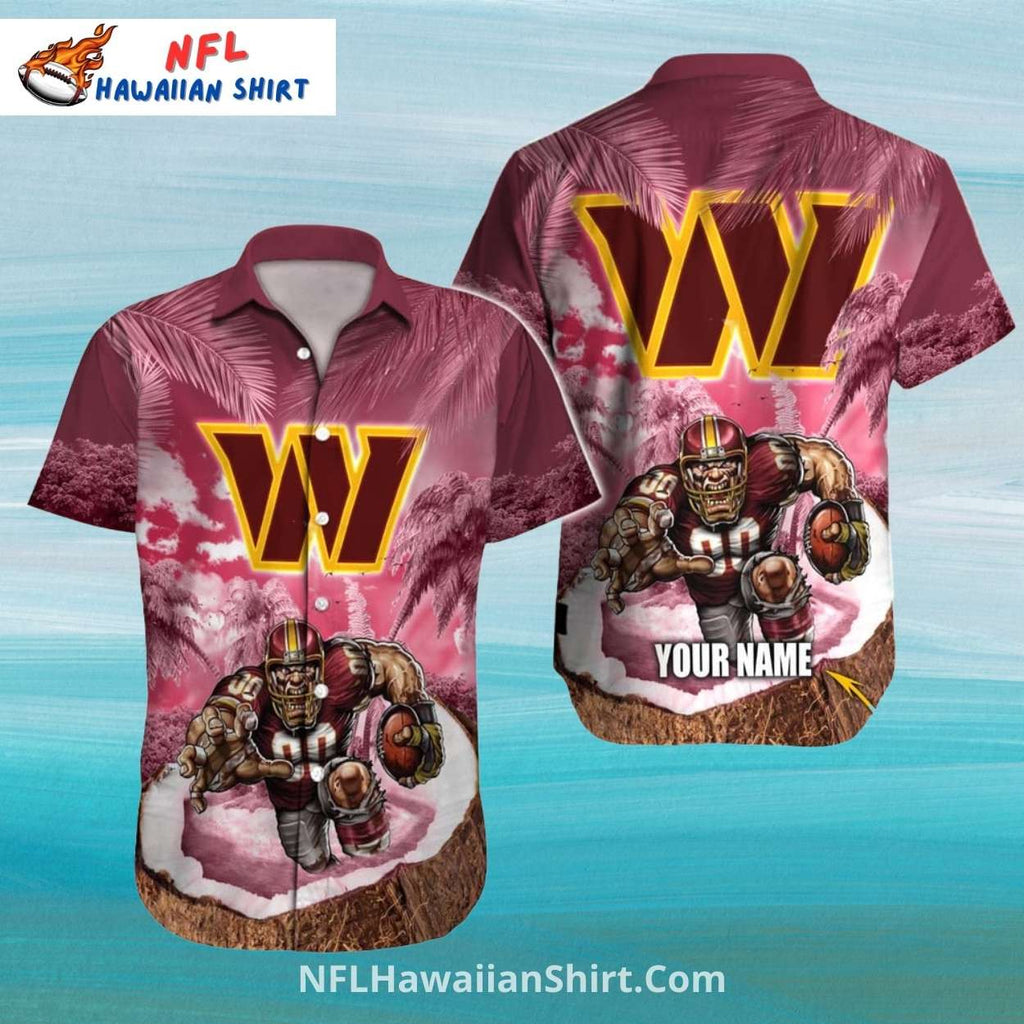 Commanders Palm Tree And Coconut Football Themed Hawaiian Shirt