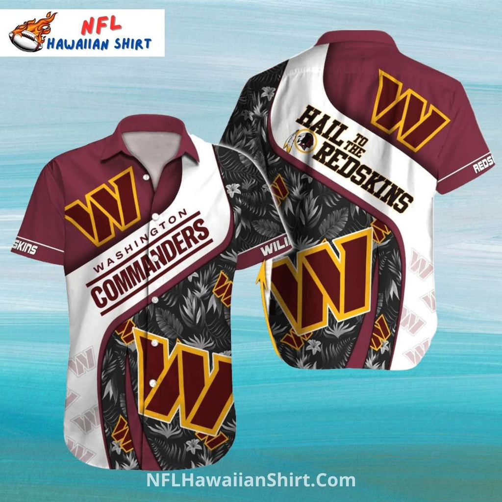 Commanders Red And White Diagonal Logo Hawaiian Shirt
