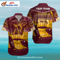 Commanders Sunset Beach Hawaiian Shirt With Surfboard Design
