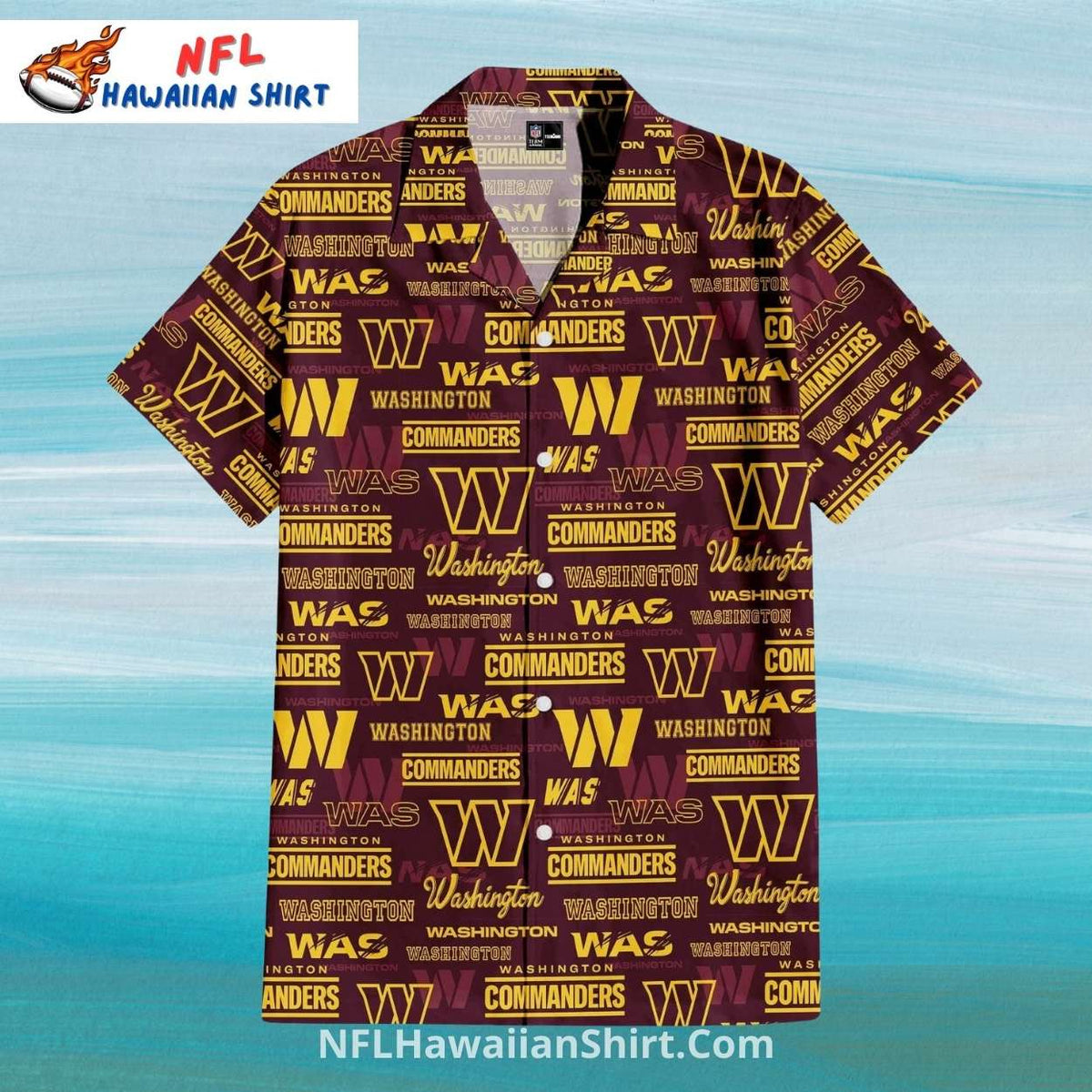 Commanders Wordmark Logo Pattern Aloha Shirt