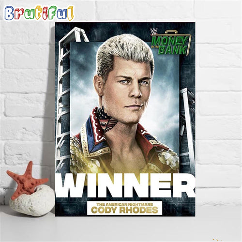 Congratulations To The American Nightmare Cody Rhodes Is Winner At WWE Money In The Bank Wall Art Poster Canvas