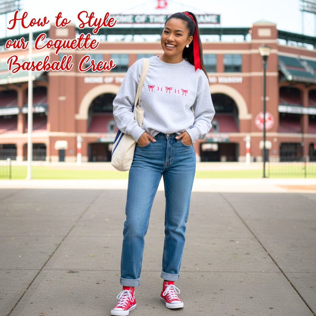 Coquette Baseball Embroidered Crewneck Sweatshirt