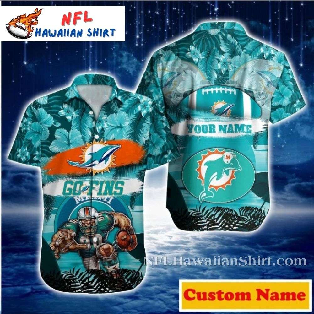 Cosmic Defender Miami Dolphins Custom Name Hawaiian Shirt – Mascot Edition