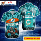 Cosmic Defender Miami Dolphins Custom Name Hawaiian Shirt – Mascot Edition