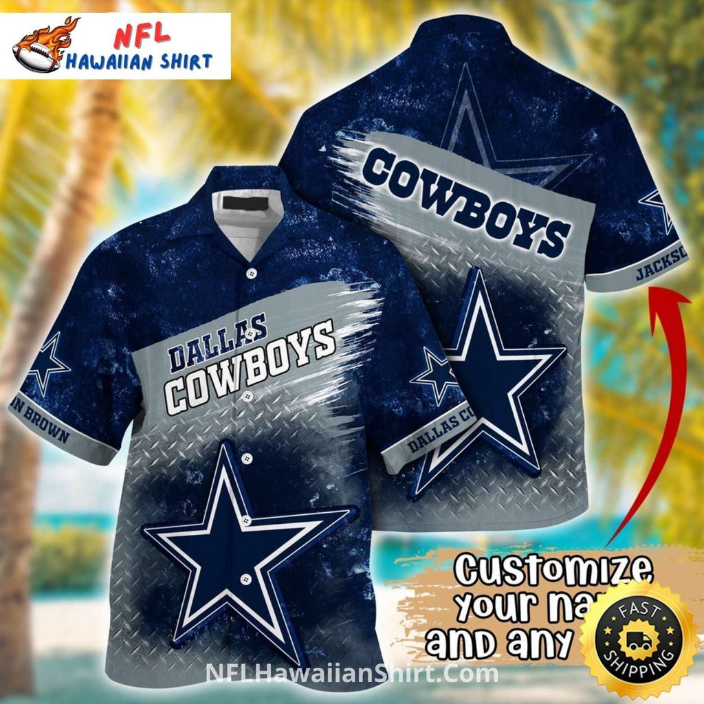 Cowboys Hawaiian Shirt – Customizable Name Metal Texture