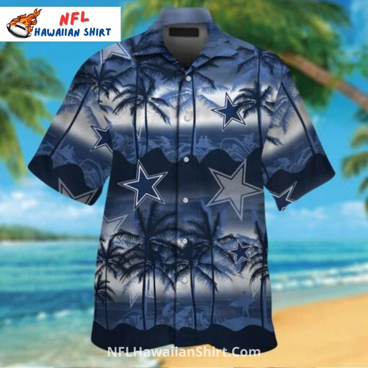 Cowboys Hawaiian Shirt – Gradient Beach Sunset With Stars