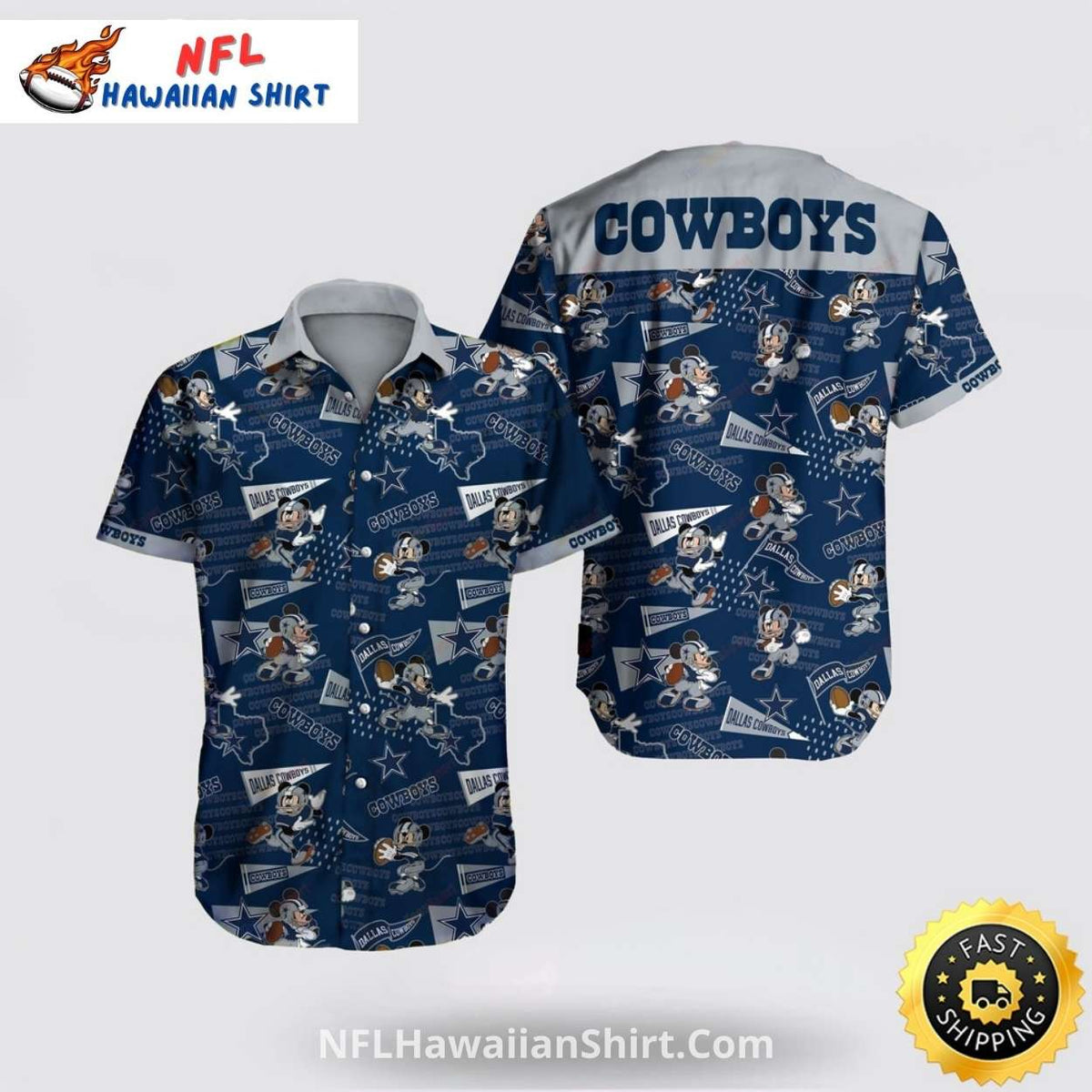 Cowboys Hawaiian Shirt – Mickey Football Collage Design