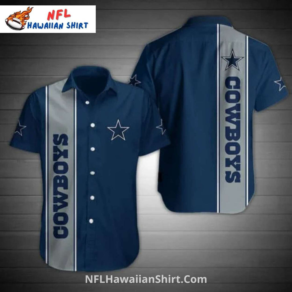 Cowboys Hawaiian Shirt – Navy And Silver Striped Star Pattern