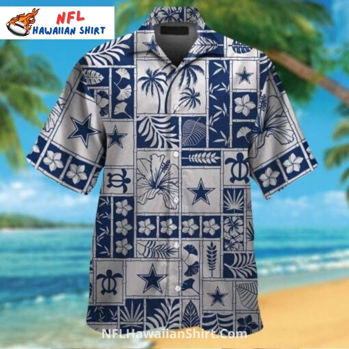Cowboys Hawaiian Shirt – Patchwork Star And Tropical Elements