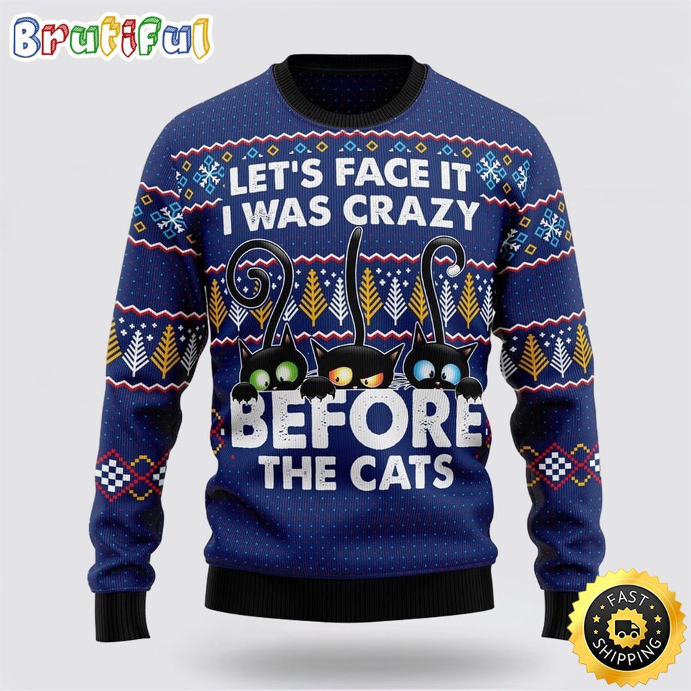Crazy Cat Ugly Christmas Sweater Perfect Christmas Gift For Cat Lover