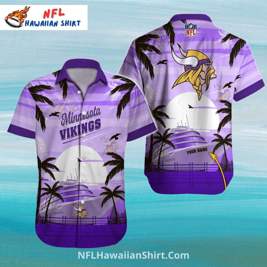 Cruise Ship And Palms Minnesota Vikings Aloha Shirt
