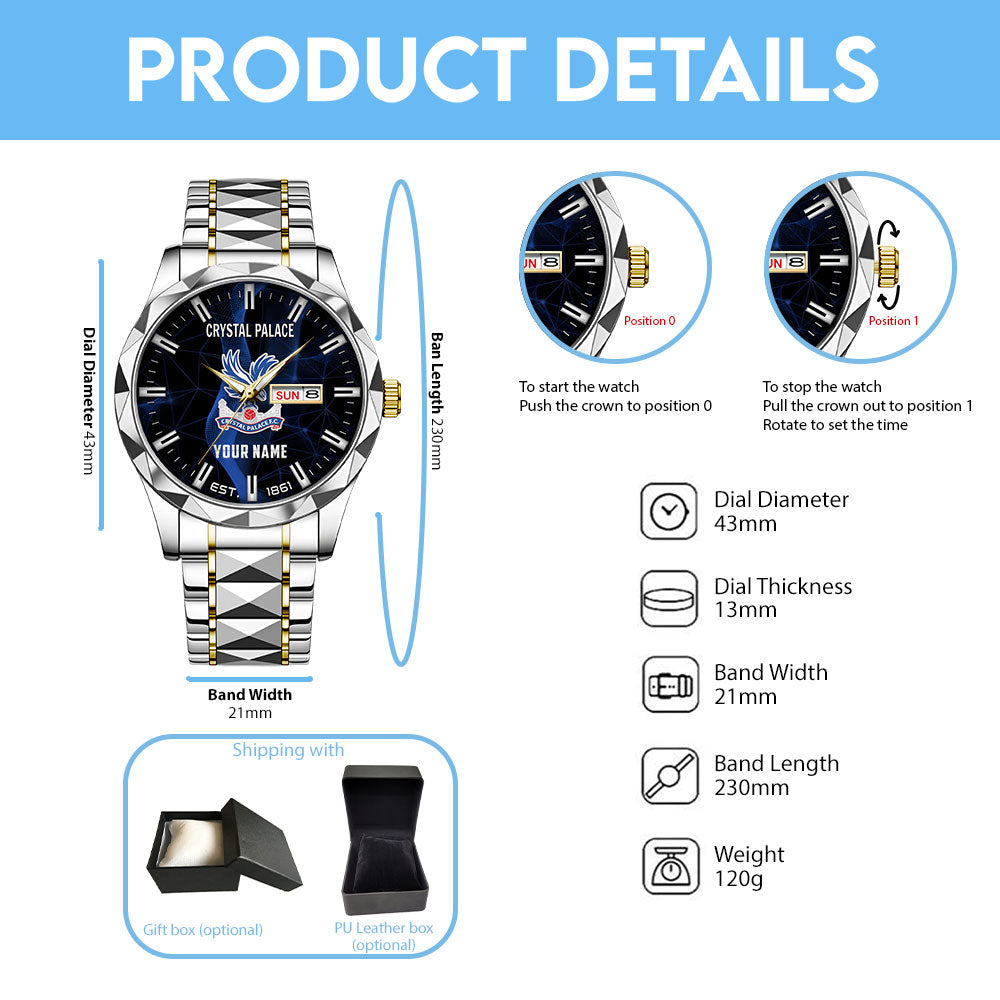 Personalized Crystal Palace FC Alloy Luxury Quartz Watch - TANTN23557