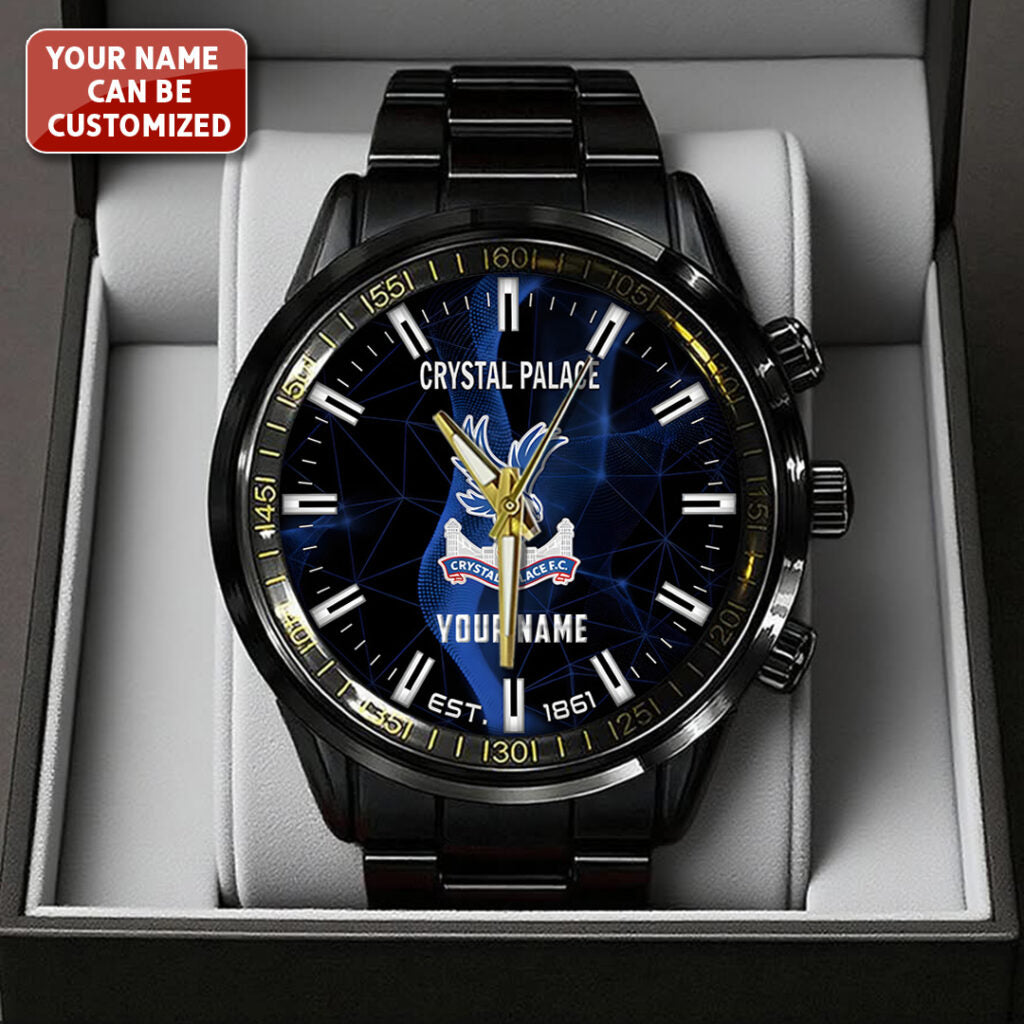 Personalized Crystal Palace FC Black Stainless Steel Watch - TANTN23558