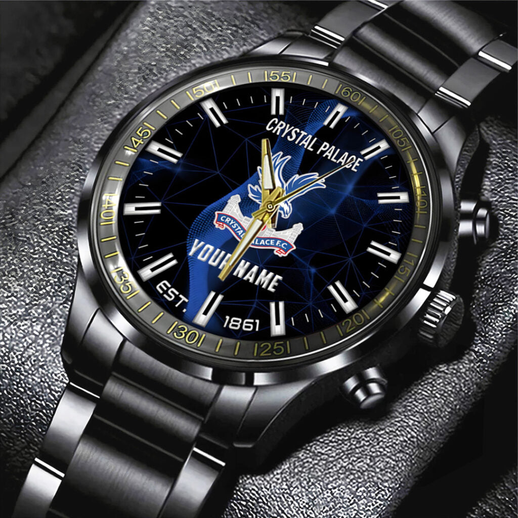 Personalized Crystal Palace FC Black Stainless Steel Watch - TANTN23558
