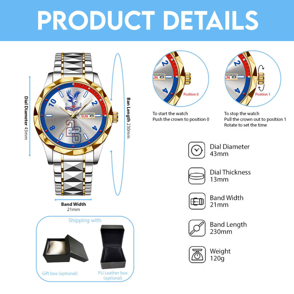 Crystal Palace FC 2026 UEFA Conference League Winners Alloy Luxury Quartz Watch - HOATT18570