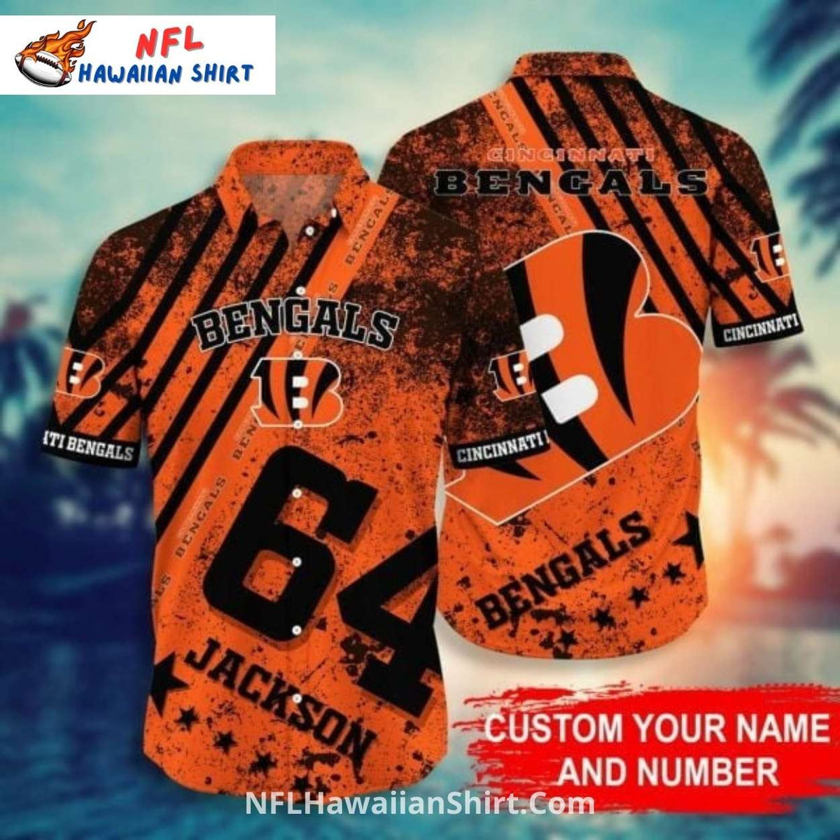 Custom Bengals Hawaiian Shirt With Name And Number