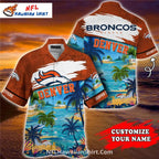 Custom Denver Broncos Beach Scene Hawaiian Shirt – Personalizable