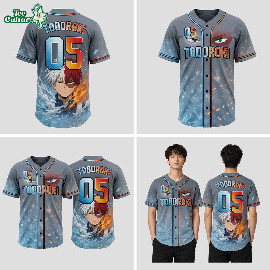 Custom Element Power Baseball Jersey Fire Ice Anime Inspired Sports Shirt