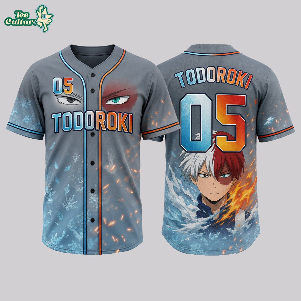 Custom Element Power Baseball Jersey Fire Ice Anime Inspired Sports Shirt
