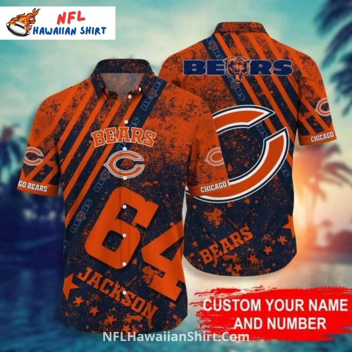 Custom Name And Number Chicago Bears Aloha Shirt