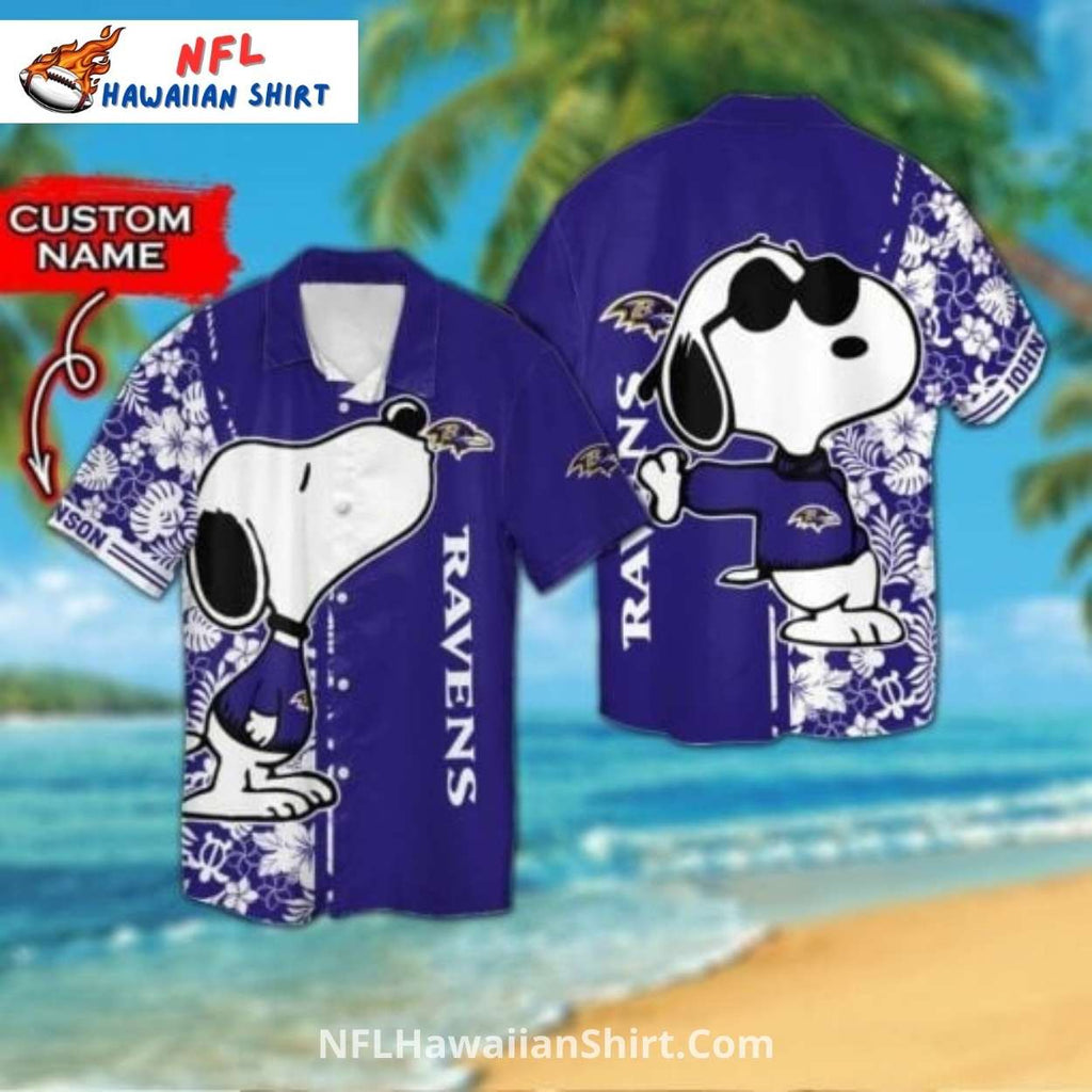 Custom Name Baltimore Ravens Snoopy Football Hawaiian Shirt