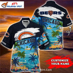 Custom Name Chicago Bears Hawaiian Shirt With Beach Scene
