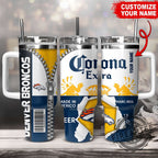 Custom Name Corona Extra Denver Broncos Tumbler