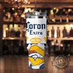 Custom Name Corona Extra Denver Broncos Tumbler