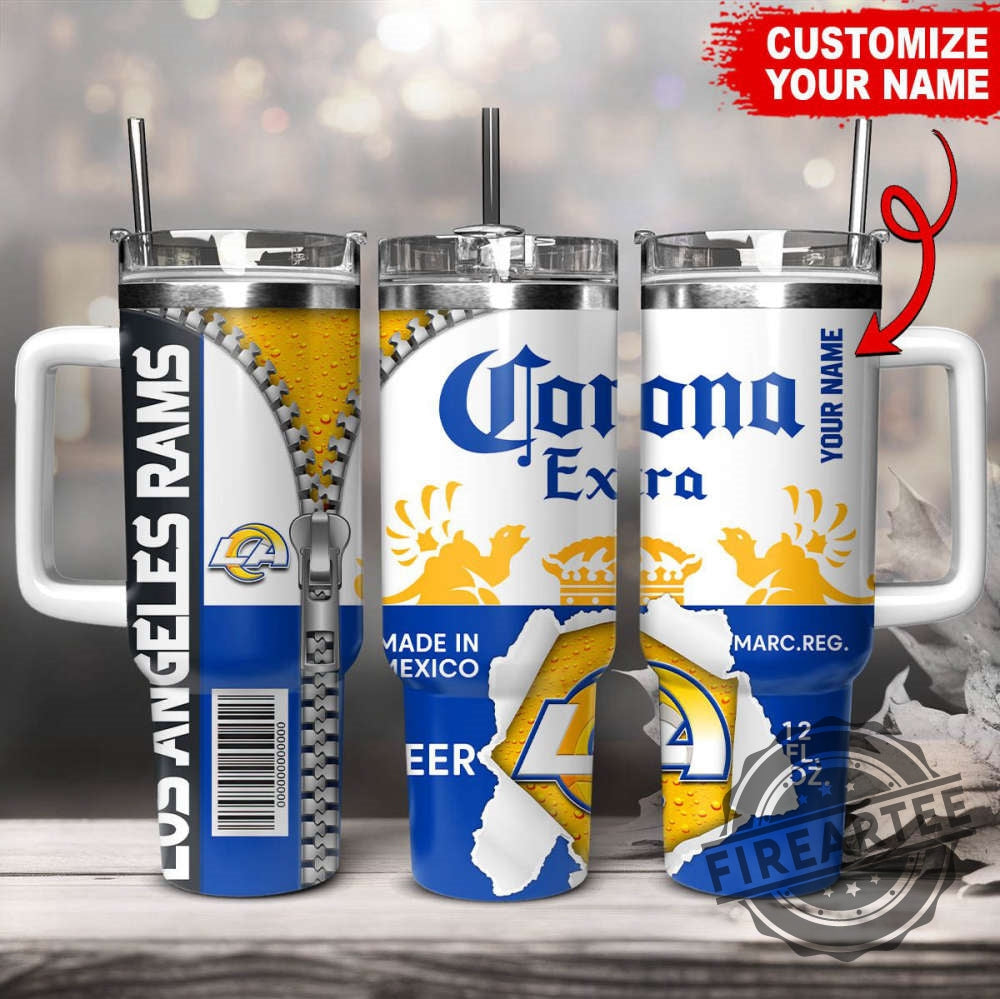 Custom Name Corona Extra Los Angeles Rams NFL Tumbler