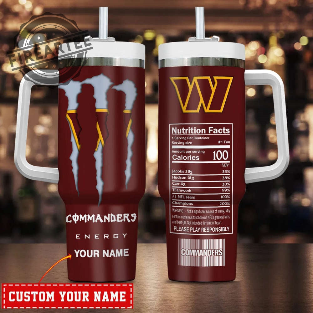 Custom Name Energy Nutrition Facts Washington Commanders Tumbler