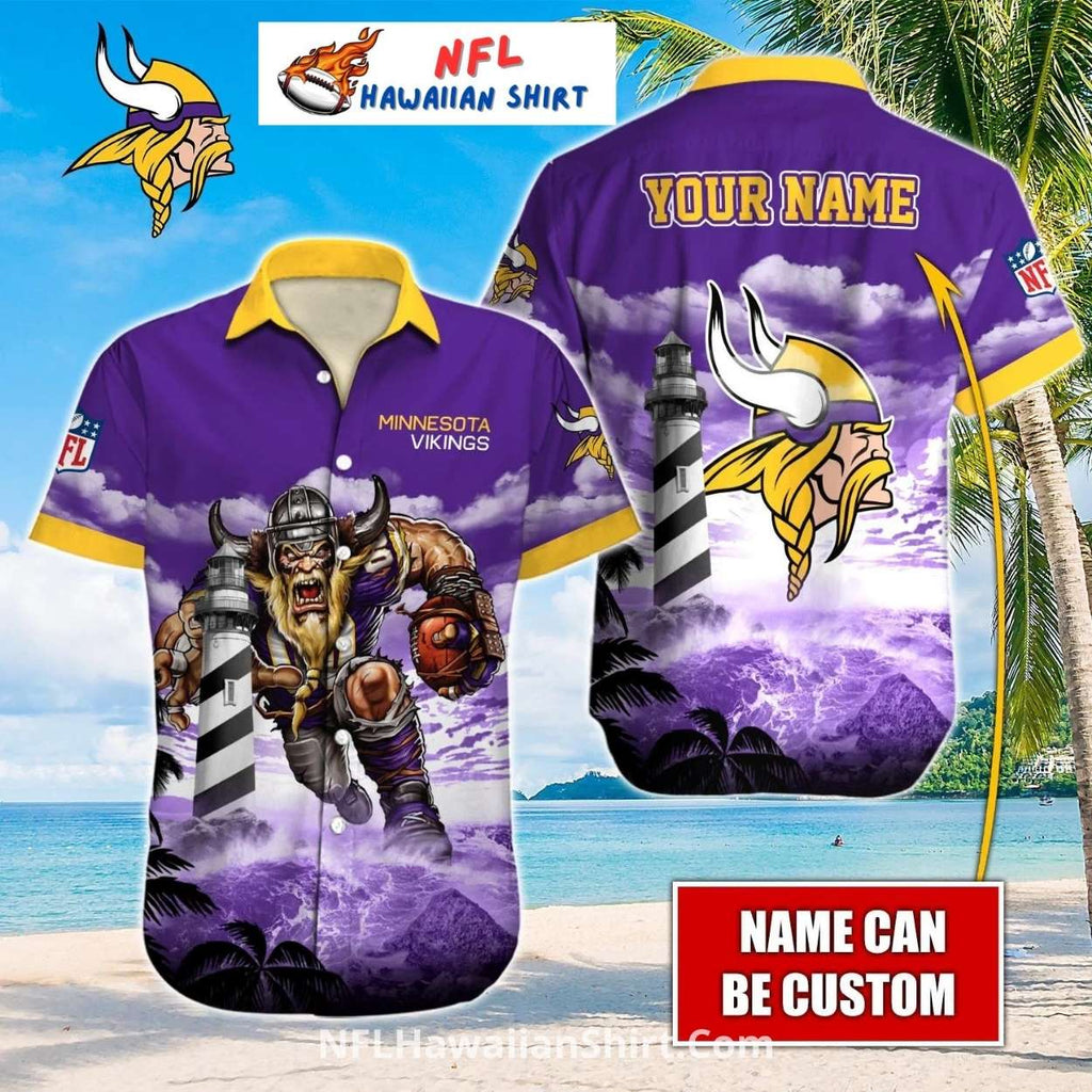 Custom Name Lighthouse Viking Warrior Minnesota Vikings Shirt