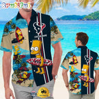Custom Name NFL Houston Texans Special Bart Simpson Tropical Hawaiian Shirt