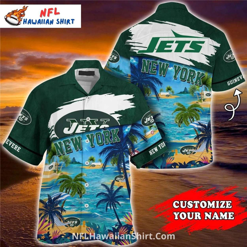 Custom Name NY Jets Tropical Beach Hawaiian Shirt – Aloha Style