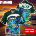 Custom Name NY Jets Tropical Beach Hawaiian Shirt – Aloha Style