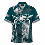 Custom Name Eagles Tropical Leaf Hawaiian Shirt