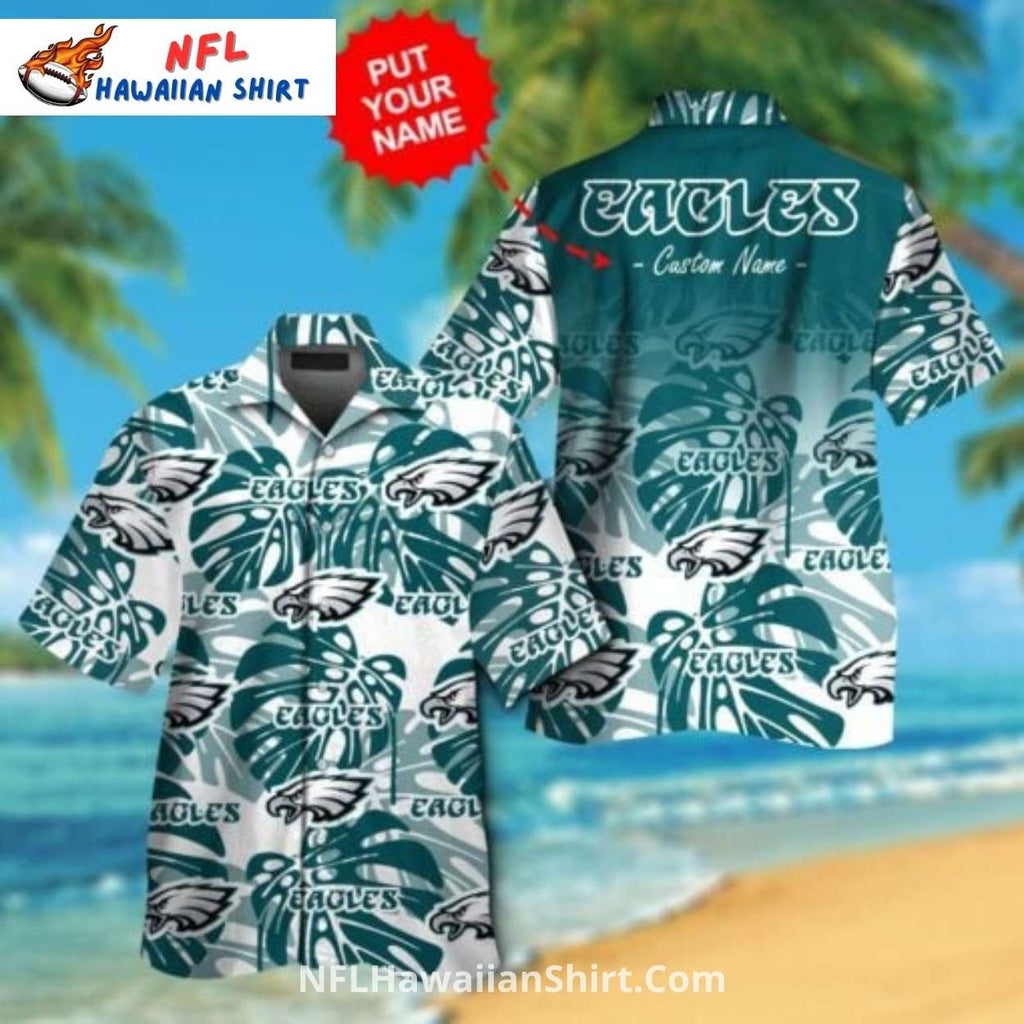 Custom Eagles Tropical Leaves Aloha Shirt