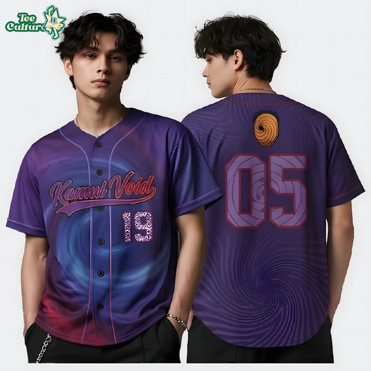 Custom Purple Anime Baseball Jersey, Spiral Ninja Inspired Personalized Shirt
