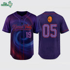 Custom Purple Anime Baseball Jersey, Spiral Ninja Inspired Personalized Shirt