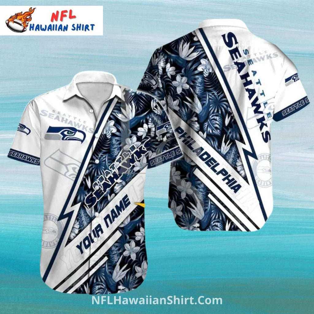Custom Seattle Seahawks Floral Stripe Hawaiian Shirt