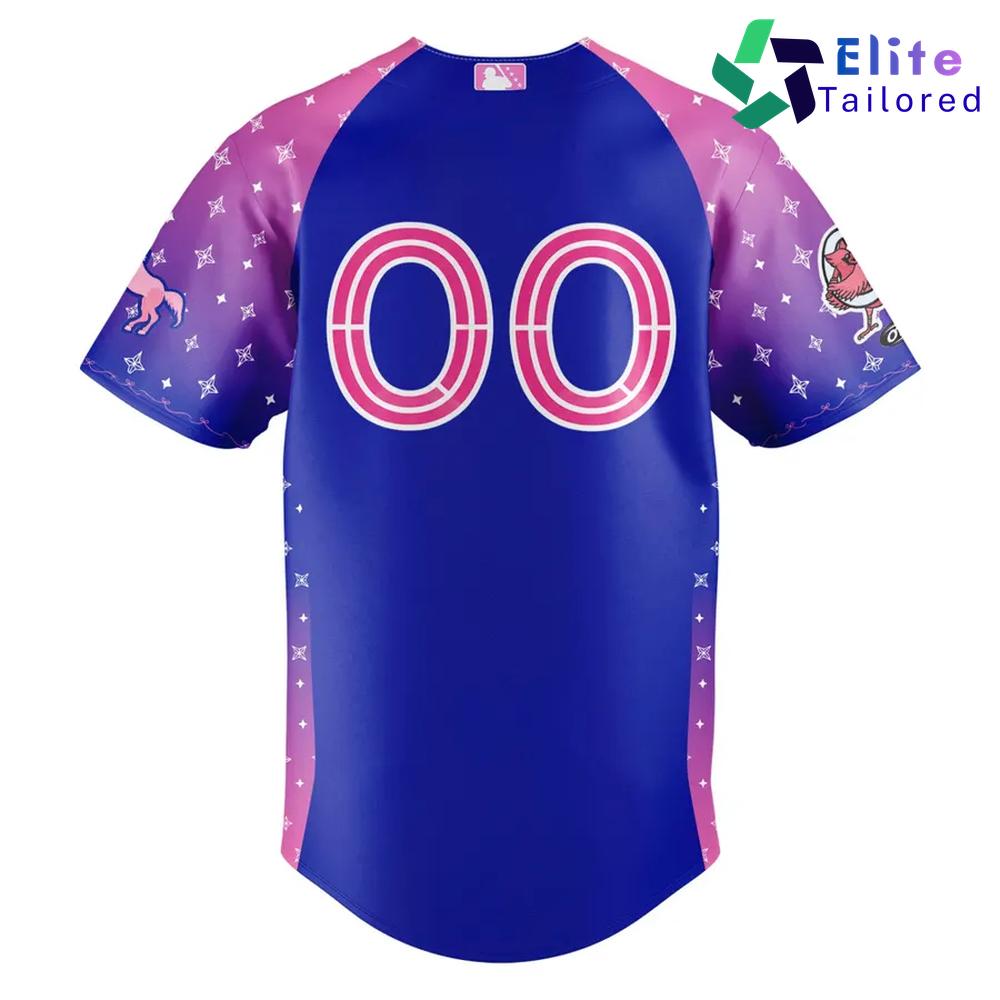 Custom Springfield Cardinals Blue Pink Baseball Jersey