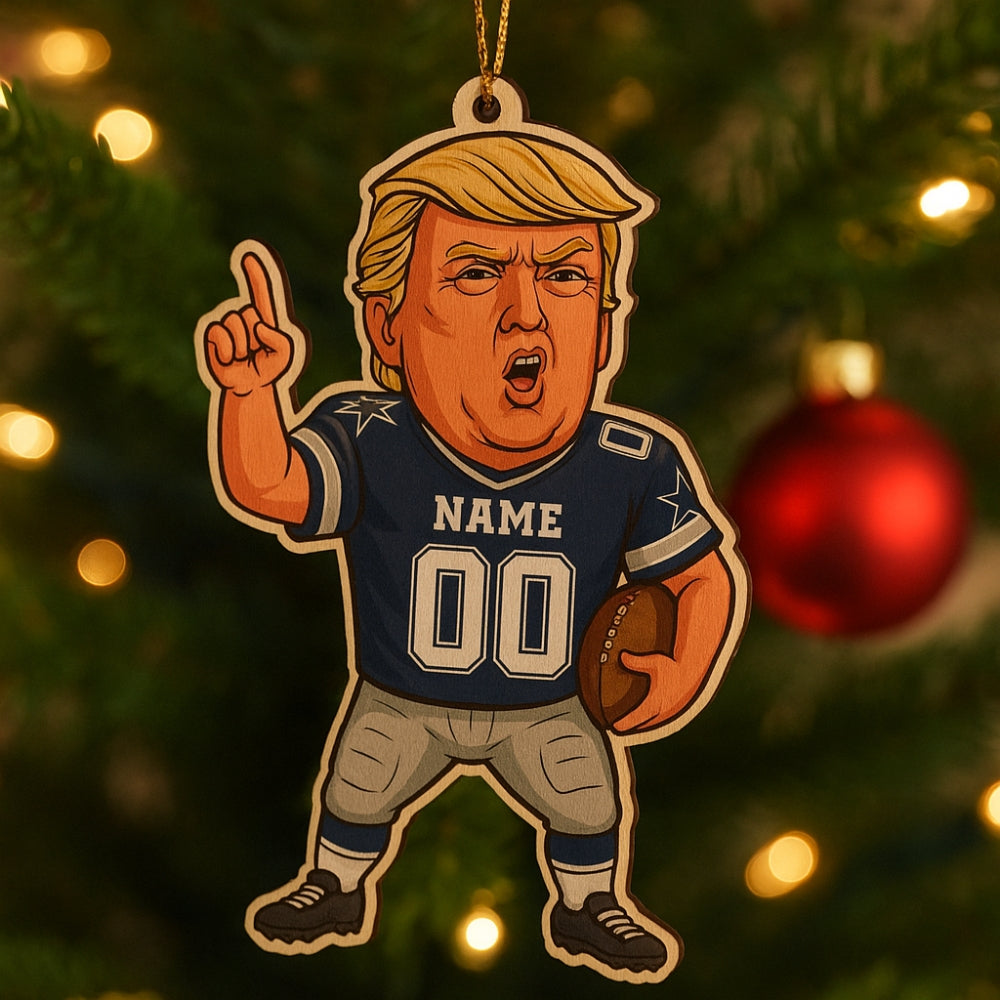 Custom Trump Football Dallas Cowboys 2026 Christmas Ornament
