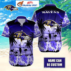 Customizable Baltimore Ravens Coastal Flora Aloha Shirt