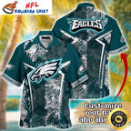 Custom Name Eagles Tropical Leaf Hawaiian Shirt