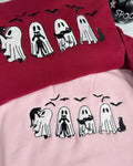 Cute Ghost and Cat Embroidered Sweatshirt