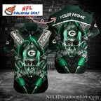 Green Bay Packers Cyber Skull Hawaiian Shirt – Personalized Name and Number